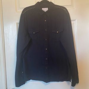 Studded Black Button Up